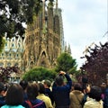 The Temple Expiatori de la Sagrada Familia and tourists in Barcelona city, Spain Royalty Free Stock Photo