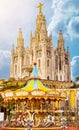 Temple Expiatori del Sagrat Cor on summit of Mount Tibidabo, Barcelona Royalty Free Stock Photo