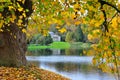 Temple Framed by Autumn Leaves, Stourhead Garden, Wilthsire Royalty Free Stock Photo