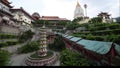 Panorama of the garden against the Pagoda located in the Kek Lok Si temple, Temple of Supreme Bliss , in Penang