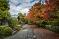 Temple grounds with Koyo in Japan Royalty Free Stock Photo