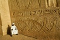 Temple guard and reliefs at Abu Simbel, Egypt