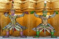 Temple guard sculptures in Emerald Temple, Bangkok Royalty Free Stock Photo