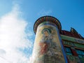 Temple at Gwangbok street hehind blue sky