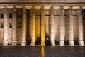 Temple of Hadrian, night illuminated columns