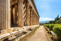 Temple of Hephaestus in Ancient Agora on sunny day, Athens, Greece. House of Hephaestus is famous landmark of Athens Royalty Free Stock Photo