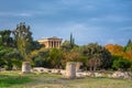 The Temple of Hephaestus in ancient market agora under the rock of Acropolis. Royalty Free Stock Photo