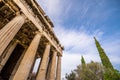 The Temple of Hephaestus in ancient market agora under the rock of Acropolis, Athens. Royalty Free Stock Photo