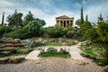 The Temple of Hephaestus in ancient market agora under the rock of Acropolis, Athens.