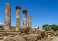 Temple of Heracles Dorian columns in the Valley of Temples - Agrigento, Sicily, Italy Royalty Free Stock Photo