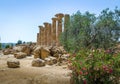 Temple of Heracles Dorian columns in the Valley of Temples - Agrigento, Sicily, Italy Royalty Free Stock Photo