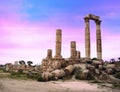 Beautiful scenic view emple of Hercules is a historic site in the Amman Citadel in Amman, Jordan.