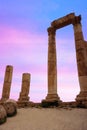 Beautiful scenic view emple of Hercules is a historic site in the Amman Citadel in Amman, Jordan.