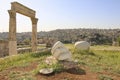 Temple of Hercules and stone hand of Hercules of the Amman Citad Royalty Free Stock Photo