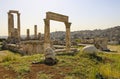 Temple of Hercules and stone hand of Hercules of the Amman Citad Royalty Free Stock Photo