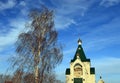 temple in honor of the Holy Righteous Warrior Theodore Ushakov illuminated by the evening sun