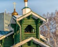 Temple in honor of the martyr Peter, Metropolitan Krutitsky on a winter day.