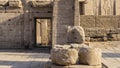 The Temple of Horus in Edfu. Fragments of destroyed ancient columns