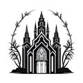 Temple Icon Isolated, Church Silhouette, Futuristic Castle, Architecture Minimal Design, Castle Building