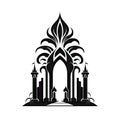 Temple Icon Isolated, Church Silhouette, Futuristic Castle, Architecture Minimal Design, Castle Building