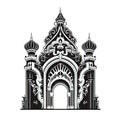 Temple Icon Isolated, Church Silhouette, Futuristic Castle, Architecture Minimal Design, Castle Building