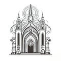 Temple Icon Isolated, Church Silhouette, Futuristic Castle, Architecture Minimal Design, Castle Building