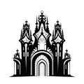 Temple Icon Isolated, Church Silhouette, Futuristic Castle, Architecture Minimal Design, Castle Building