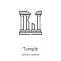 temple icon vector from ancient greece collection. Thin line temple outline icon vector illustration. Linear symbol for use on web