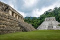 Temple of Inscriptions and Palace at mayan ruins of Palenque - Chiapas, Mexico Royalty Free Stock Photo