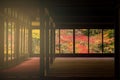 temple Interior with autumn foliage color, Kyoto Royalty Free Stock Photo