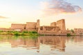 Temple of Isis on Philae Island at sunset, view from the Nile, Aswan, Egypt Royalty Free Stock Photo