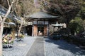 temple with Japanese Koro or insent burner and jizo statues