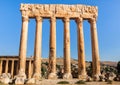 Temple of Jupiter in Baalbek ancient Roman ruins, Bekaa Valley of Lebanon Royalty Free Stock Photo