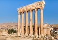 Temple of Jupiter in Baalbek ancient Roman ruins, Beqaa Valley of Lebanon. Royalty Free Stock Photo