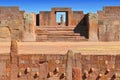 Temple Kalasasaya pre Columbian Archaeological Site in Tiwanaku, Bolivia. Royalty Free Stock Photo