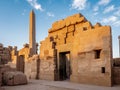 Temple of Karnak known as Karnak in Luxor with the Great Obelisk and ancient hieroglyphics on the stone walls Royalty Free Stock Photo
