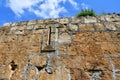 Temple Khozity Mady Mayram 11-12 centuries in Zrug gorge. Russia, North Ossetia- Alania. Fragment of the wall