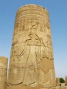 Temple of Kom Ombo, Egypt: column with Horus god relief Royalty Free Stock Photo