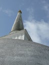 View of a top of a white buddhist temple.