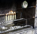 Temple lights. Candles burning in Inari temple in Kyoto