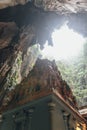 Temple with limestone cave texture inside Batu Caves near Kuala Lumpur, Malaysia. Royalty Free Stock Photo