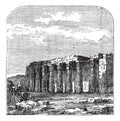 Temple of Luxor or Quorenth ruins, in Thebes, Egypt. Vintage engraving