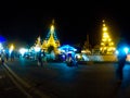 Temple at market road in Thailand