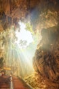 Temple in the middle of a cavern at Batu Caves Temple complex in Kuala Lumpur Royalty Free Stock Photo