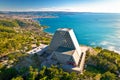 The Temple of Monte Grisa on Karst Plateau mountain above Trieste aerial view Royalty Free Stock Photo