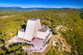 The Temple of Monte Grisa on Karst Plateau mountain above Trieste aerial view Royalty Free Stock Photo