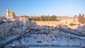 The Temple Mount in Jerusalem, including the Western Wall and the golden Dome of the Rock at Sunset timelapse