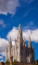 Temple on mountain top - Tibidabo in Barcelona city. Spain Royalty Free Stock Photo