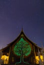 Temple at night with milky way