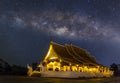 Temple at night with milky way